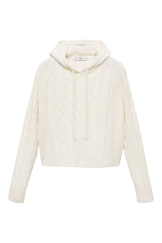 Pull-over capuche maille torsadée - Écru