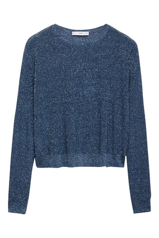Pull-over Lurex col rond - Bleu marine