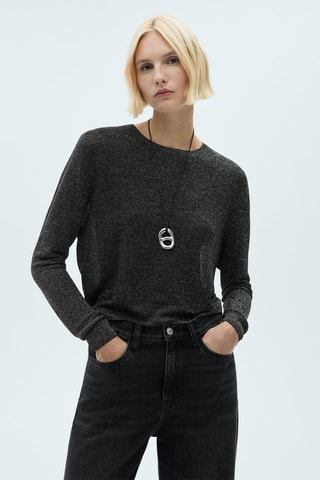 Pull-over Lurex col rond - Noir