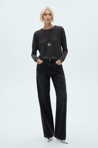 Pull-over Lurex col rond - Noir