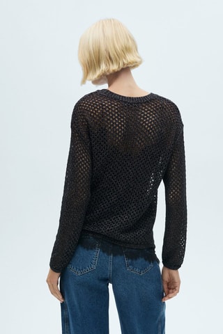 Pull-over maille ajourée Lurex - Noir