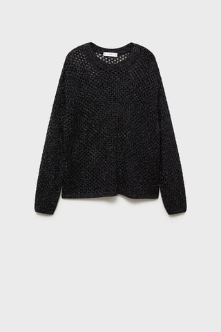 Pull-over maille ajourée Lurex - Noir