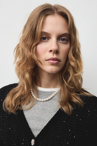 Cardigan maille détails brillants - Noir