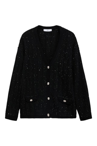 Cardigan maille détails brillants - Noir