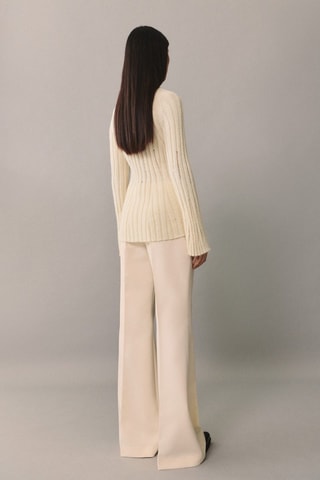 Pull-over maille côtelée lâche - Ecru