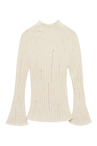 Pull-over maille côtelée lâche - Ecru