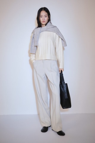 Pull-over maille col montant - Ecru