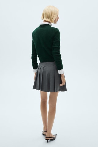 Pull-over maille coton lin col rond - Vert