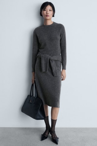 Pull-over maille coton lin col rond - Gris