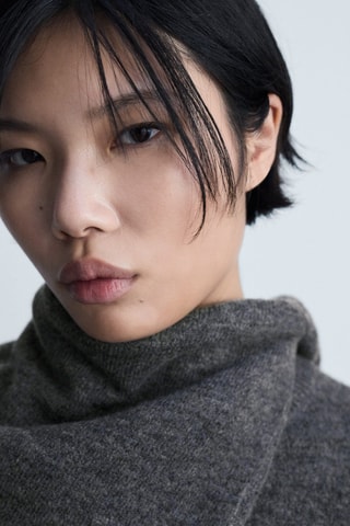 Pull-over maille coton lin col rond - Gris