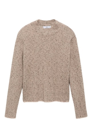 Pull-over maille côtelée col montant - Gris clair