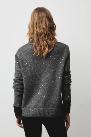 Pull-over col V paillettes - Anthracite