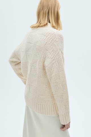 Pull-over maille épaisse col montant - Ecru