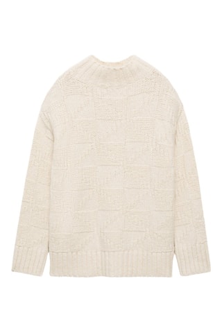 Pull-over maille épaisse col montant - Ecru