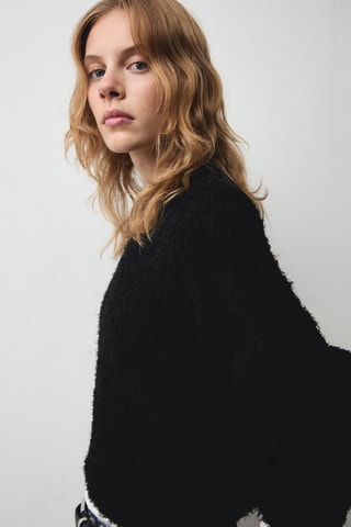 Pull-over en maille effet fourrure - Noir