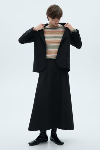 Pull-over rayé col roulé - Rose