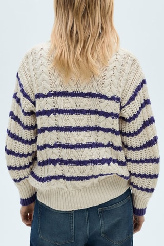 Pull-over torsadé rayures - Ecru