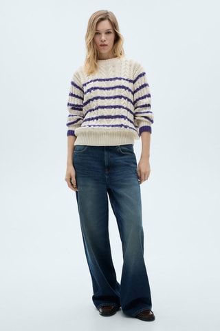 Pull-over torsadé rayures - Ecru