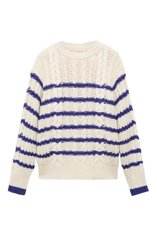 Pull-over torsadé rayures - Ecru