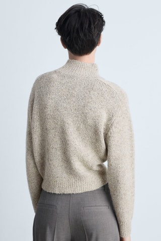 Pull-over maille col montant - Sable