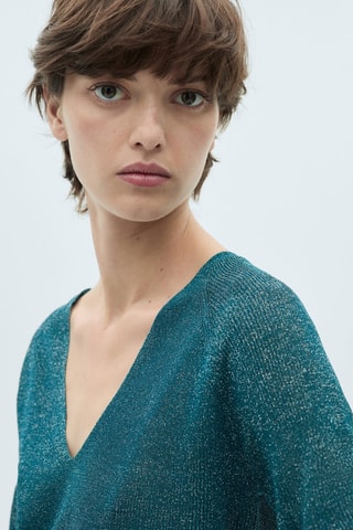 Pull-over Lurex col V - Vert