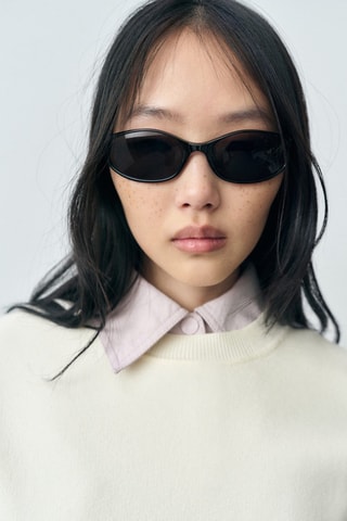 Pull-over maille fine manches courtes - Blanc