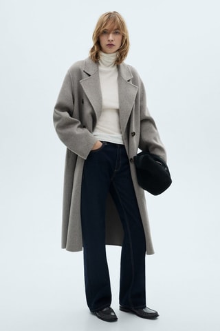 Pull-over laine mélangée col roulé - Ecru