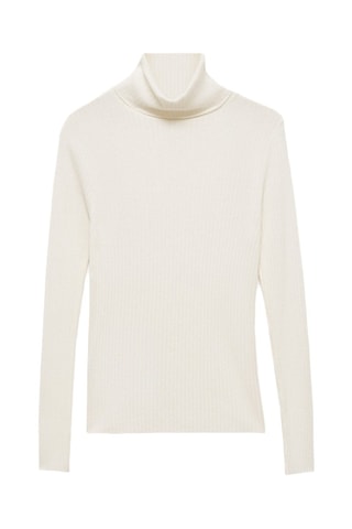 Pull-over laine mélangée col roulé - Ecru