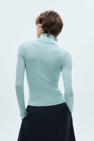 Pull-over laine mélangée col roulé - Vert d'eau