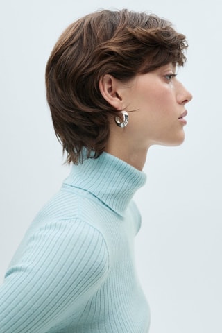 Pull-over laine mélangée col roulé - Vert d'eau