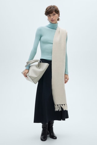 Pull-over laine mélangée col roulé - Vert d'eau