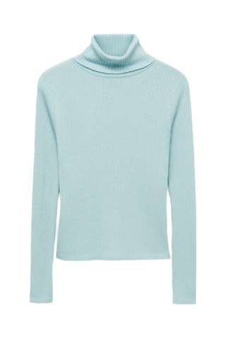 Pull-over laine mélangée col roulé - Vert d'eau