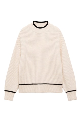 Pull-over col montant détails contrastés - Beige