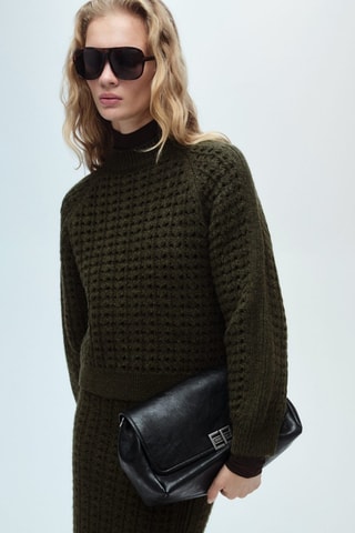 Pull en maille ajourée - Kaki