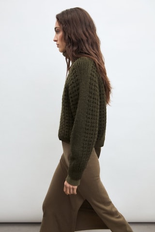 Pull en maille ajourée - Kaki