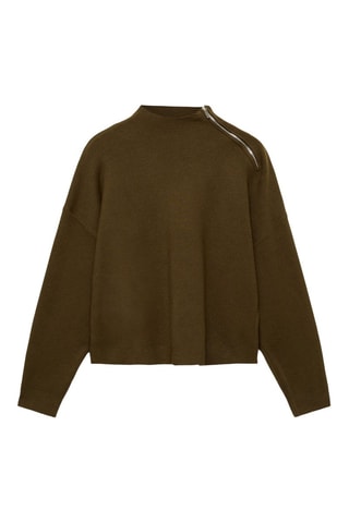 Pull-over col montant zip - Kaki