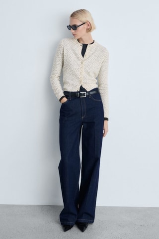 Cardigan maille pois - Ecru