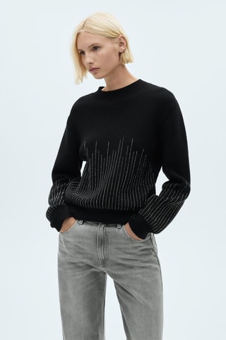 Pull-over détails strass - Noir