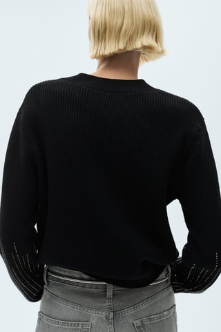 Pull-over détails strass - Noir