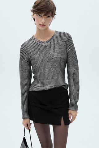 Pull-over col V foil - Argenté