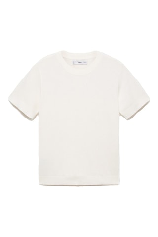 Pull-over maille fine manches courtes - Écru