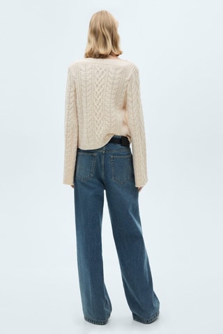 Pull-over manches cloche maille torsadée - Ecru