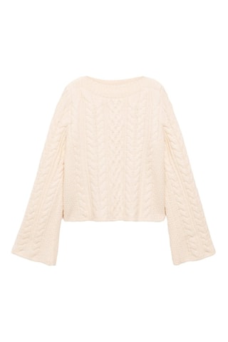 Pull-over manches cloche maille torsadée - Ecru