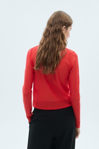 Pull-over semi-transparent col montant - Rouge
