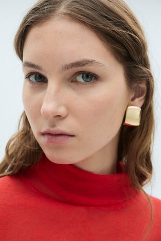 Pull-over semi-transparent col montant - Rouge