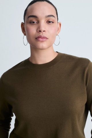 Pull maille soie mélangée - Kaki