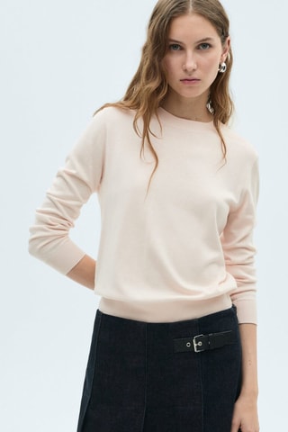 Pull maille soie mélangée - Rose pâle