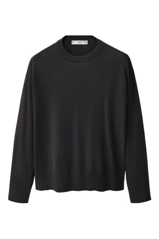 Pull-over laine mélangée col rond - Noir