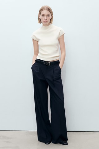 Pull-over maille fine manches courtes - Ecru