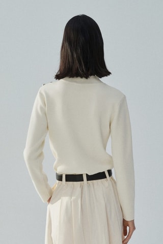 Pull-over maille détail boutons - Ecru